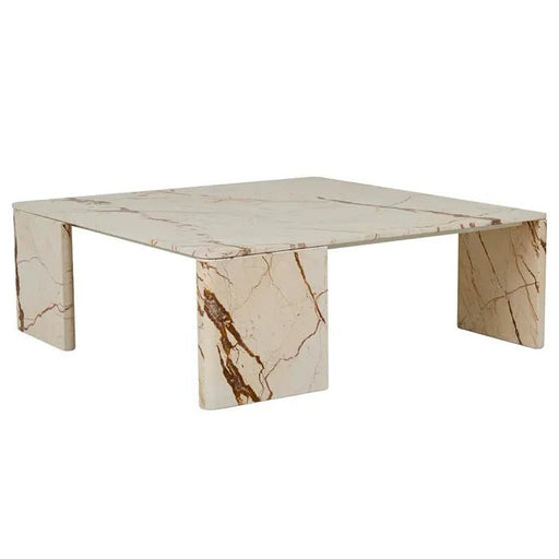 Atlas Slab Coffee Table - Natural Brown Vein Marble - Biku Furniture & Homewares