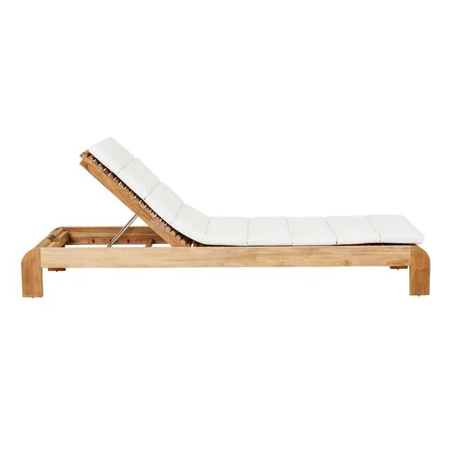 Banksia Sunbed - White - Natural Teak 205 x 65 x 25cm - Biku Furniture & Homewares