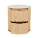 Benjamin Ripple Marble Round Bedside - Matt White Marble 56 x 47 x 59cm - Biku Furniture & Homewares