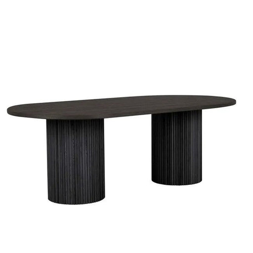 Benjamin Ripple Oval Dining Table - Black - Biku Furniture & Homewares