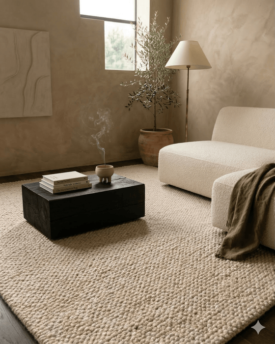 Chief Wool & Viscose Rug Oat Natural - Biku Furniture & Homewares