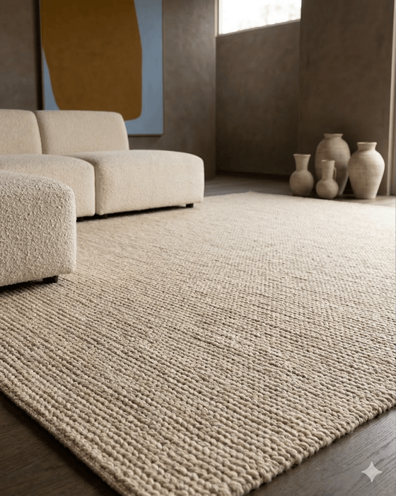 Chief Wool & Viscose Rug Oat Natural - Biku Furniture & Homewares