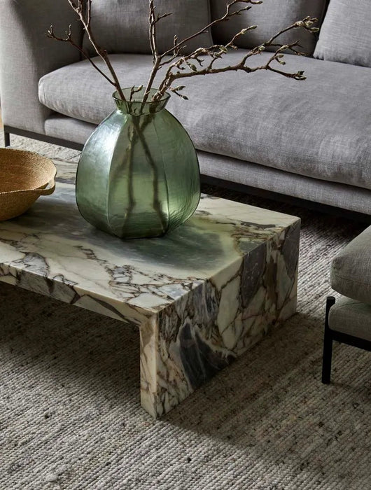 Elle Monument Coffee Table - Matt Ocean Marble - Biku Furniture & Homewares