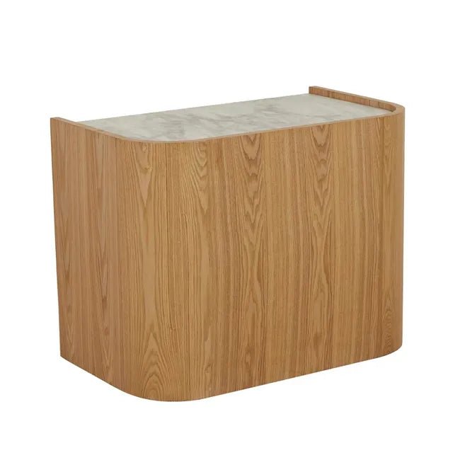 Elsie Bedside - Matt White Marble - Natural Ash - Biku Furniture & Homewares