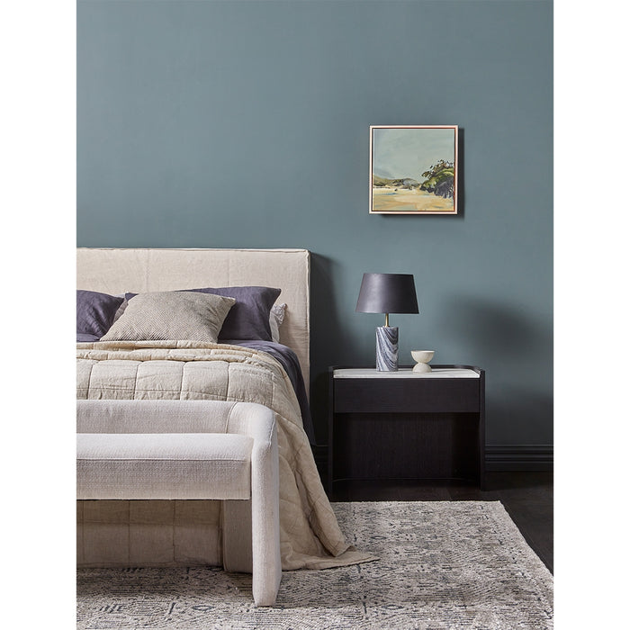 Elsie Bedside - Matt White Marble - Matt Dark Oak