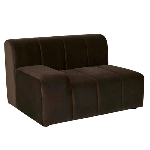 Juno Channel 1 Seater Left Arm Sofa - Cocoa Velvet - Biku Furniture & Homewares