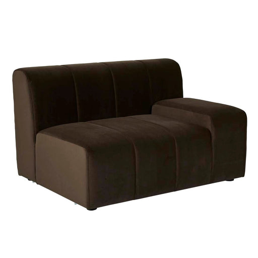 Juno Channel 1 Seater Right Arm Sofa - Cocoa Velvet - Biku Furniture & Homewares