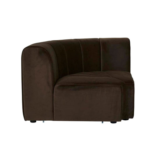 Juno Channel Round Corner Sofa - Cocoa Velvet - Biku Furniture & Homewares