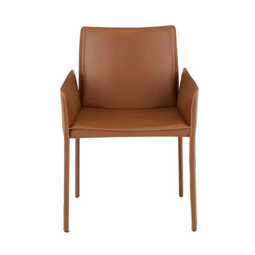 Lachlan Dining Armchair - Tan Recycled Leather - Biku Furniture & Homewares