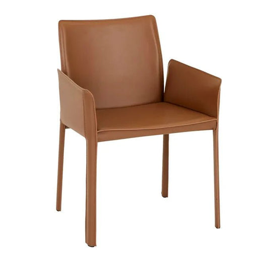 Lachlan Dining Armchair - Tan Recycled Leather - Biku Furniture & Homewares