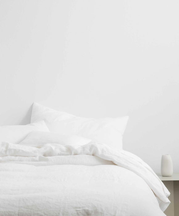 Linen Duvet Cover – White - Biku Furniture & Homewares