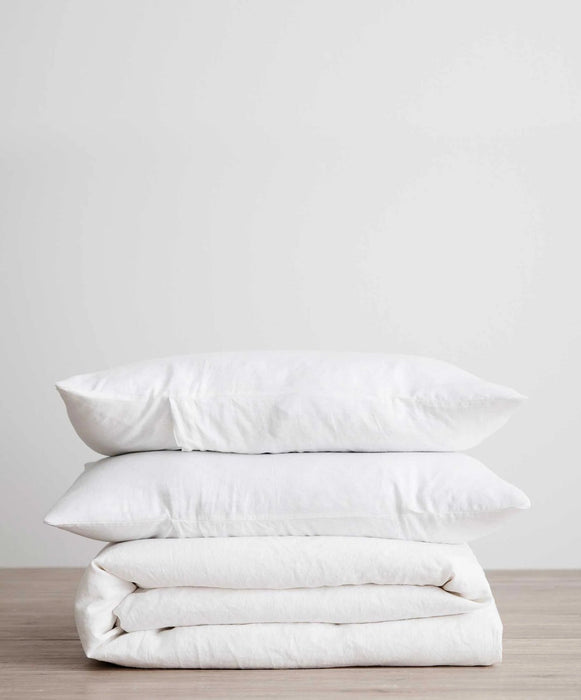 Linen Duvet Cover – White - Biku Furniture & Homewares