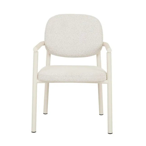 Lori Metal Frame Dining Armchair - Birch Boucle - Bone Powdercoated Metal - Biku Furniture & Homewares