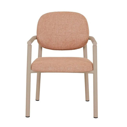 Lori Metal Frame Dining Armchair - Peach - Matt Cashmere - Biku Furniture & Homewares