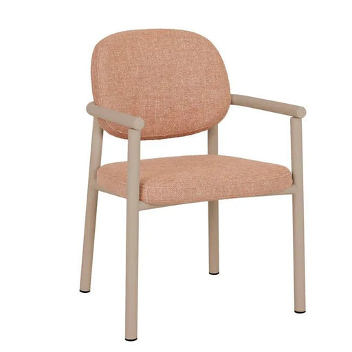 Lori Metal Frame Dining Armchair - Peach - Matt Cashmere - Biku Furniture & Homewares