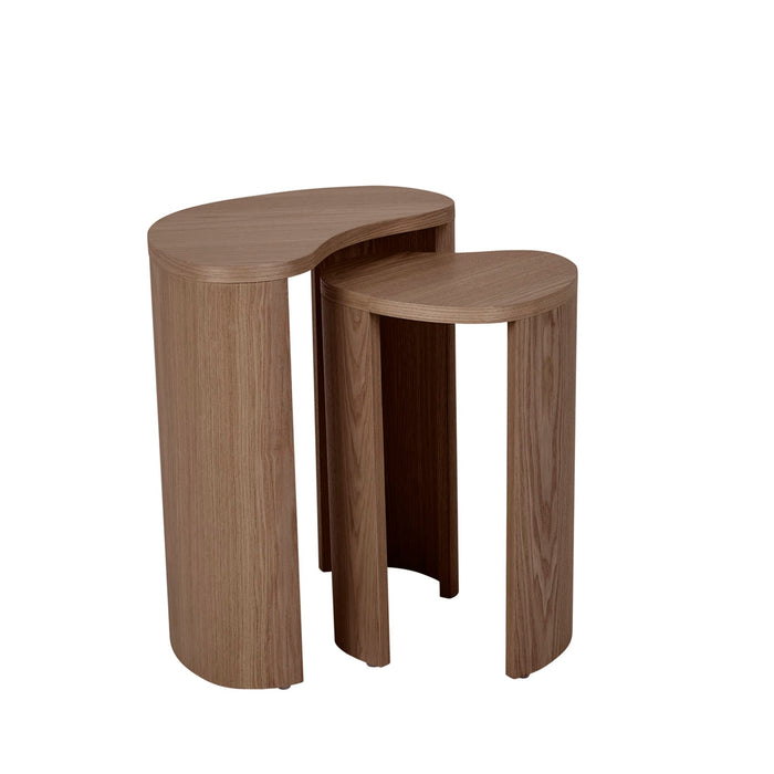 Oberon Curve Set of 2 Side Table - Smoked Ash