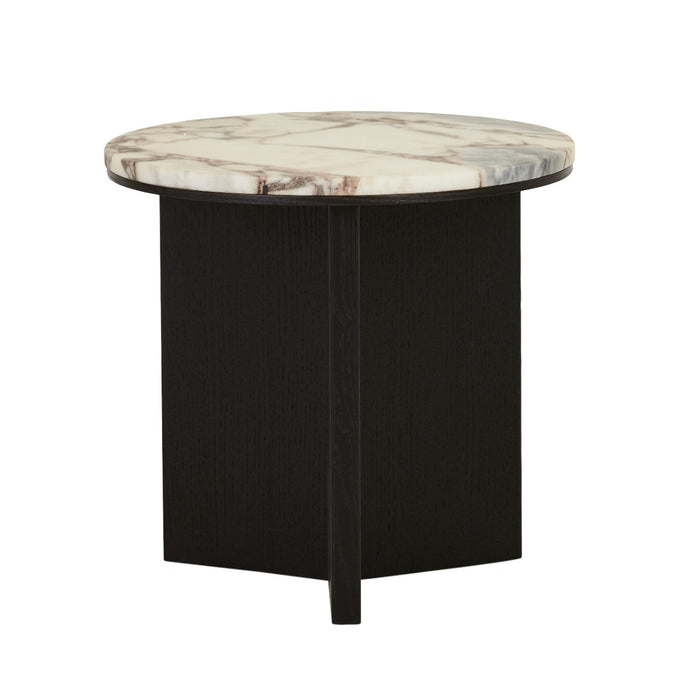 Elsie Side Table - Matt Ocean Marble - Matt Dark Oak