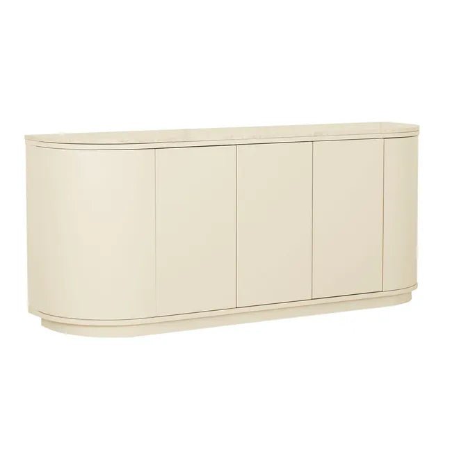 Oberon Crescent Marble Buffet - Natural Travertine - Shell - Biku Furniture & Homewares