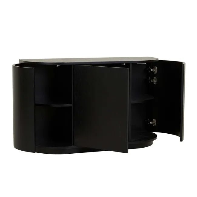 Oberon Crescent Storage Unit - Matt Dark Oak - Biku Furniture & Homewares