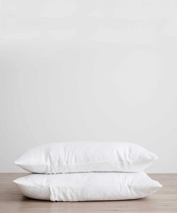 Set of 2 Linen Pillowcases – White - Biku Furniture & Homewares