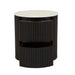 Benjamin Ripple Marble Round Bedside - Matt White Marble - Matt Black