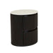Benjamin Ripple Marble Round Bedside - Matt White Marble - Matt Black