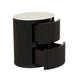 Benjamin Ripple Marble Round Bedside - Matt White Marble - Matt Black