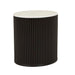 Benjamin Ripple Marble Round Bedside - Matt White Marble - Matt Black