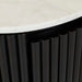Benjamin Ripple Marble Round Bedside - Matt White Marble - Matt Black