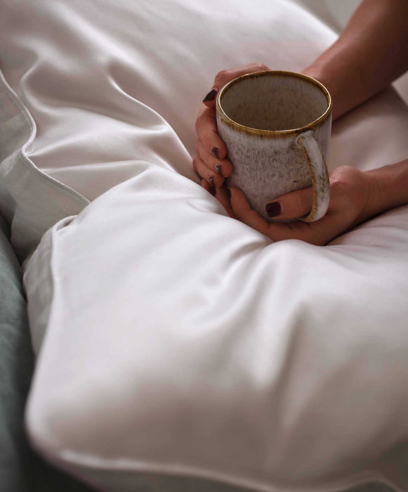 Silk Linen Flip Pillowcase – White - Biku Furniture & Homewares