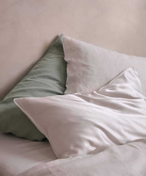 Silk Linen Flip Pillowcase – White - Biku Furniture & Homewares