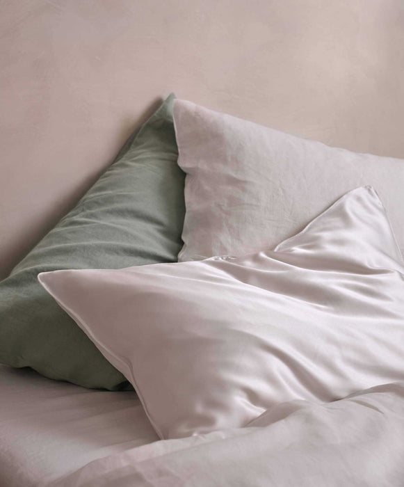 Silk Linen Flip Pillowcase – White - Biku Furniture & Homewares
