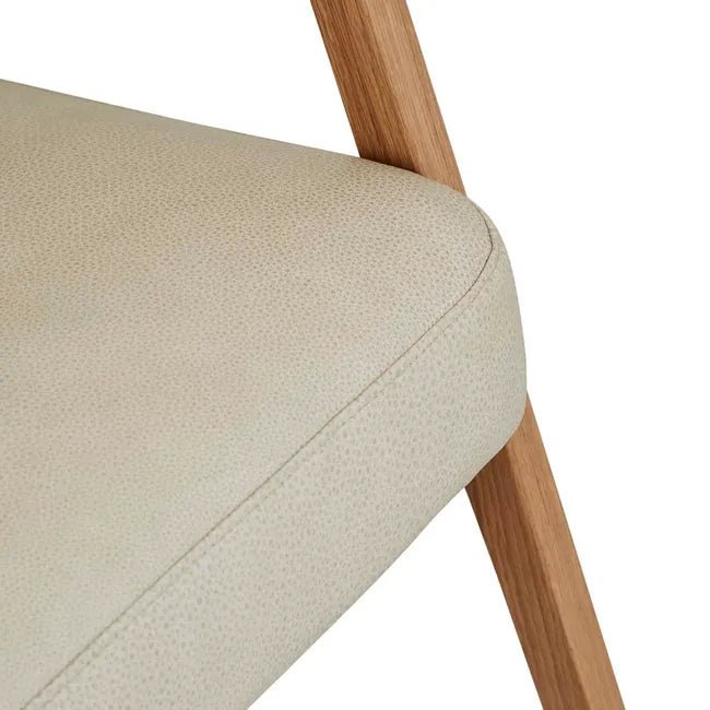 Sketch Nysse Occasional Chair - Limestone Leather - Light Oak 76 x 91 x 92cm - Biku Furniture & Homewares