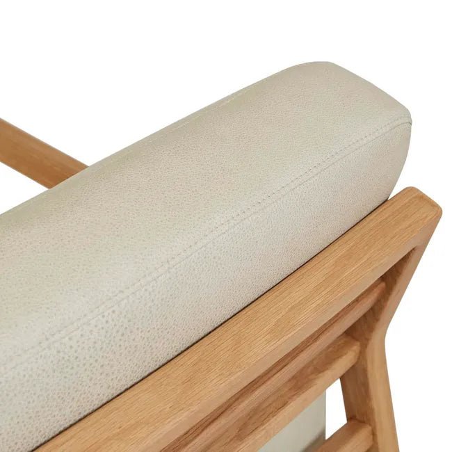 Sketch Nysse Occasional Chair - Limestone Leather - Light Oak 76 x 91 x 92cm - Biku Furniture & Homewares