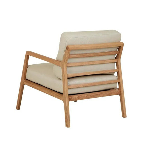 Sketch Nysse Occasional Chair - Limestone Leather - Light Oak 76 x 91 x 92cm - Biku Furniture & Homewares