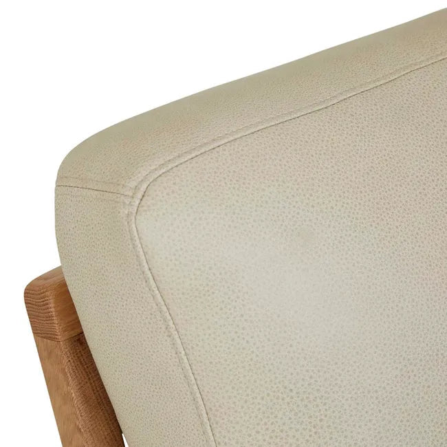 Sketch Nysse Occasional Chair - Limestone Leather - Light Oak 76 x 91 x 92cm - Biku Furniture & Homewares