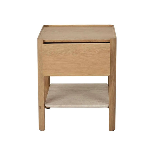 Sketch Tye Marble Bedside - Light Oak - Natural Travertine - Biku Furniture & Homewares