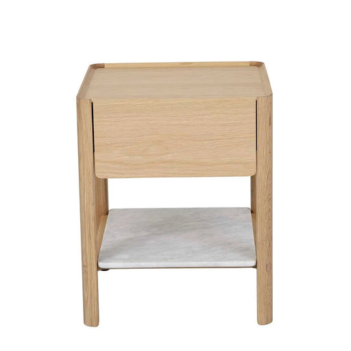 Sketch Tye Marble Bedside - Light Oak - White Marble - Biku Furniture & Homewares