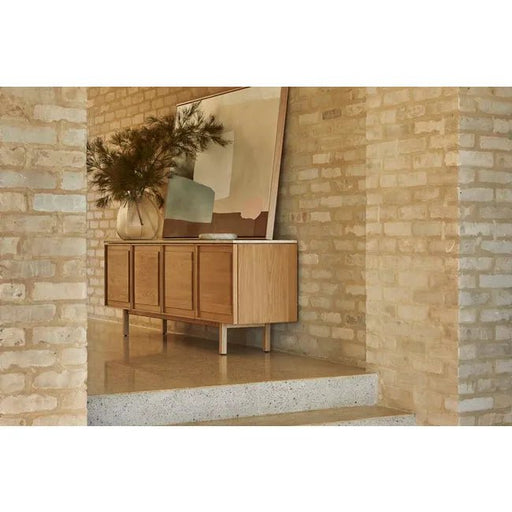 Sketch Yorke Marble Buffet - Light Oak - Natural Travertine - Biku Furniture & Homewares