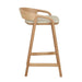 Tolv Inlay Upholstered Barstool - Limestone Leather - Light Oak 54 x 49 x 78cm - Biku Furniture & Homewares