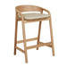 Tolv Inlay Upholstered Barstool - Limestone Leather - Light Oak 54 x 49 x 78cm - Biku Furniture & Homewares