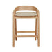 Tolv Inlay Upholstered Barstool - Limestone Leather - Light Oak 54 x 49 x 78cm - Biku Furniture & Homewares