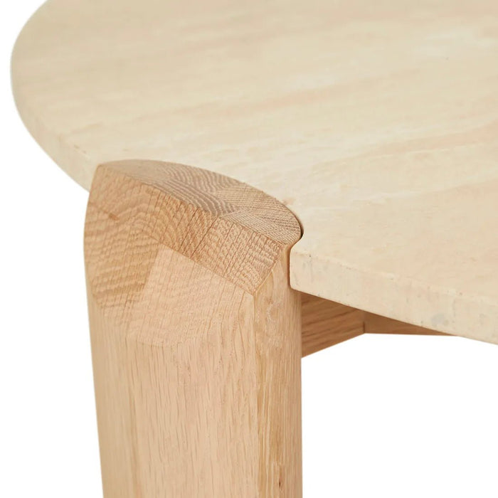 Willa Marble Coffee Table - Natural Travertine - Light Oak - Biku Furniture & Homewares