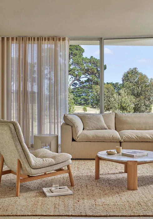 Willa Marble Coffee Table - Natural Travertine - Light Oak - Biku Furniture & Homewares