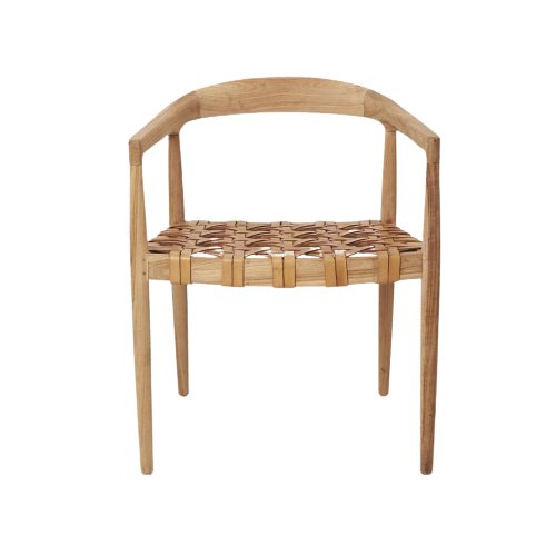 Barrett Leather & Teak Chair - Biku Furniture & Homewares