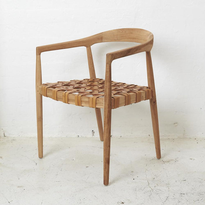 Barrett Leather & Teak Chair - Biku Furniture & Homewares