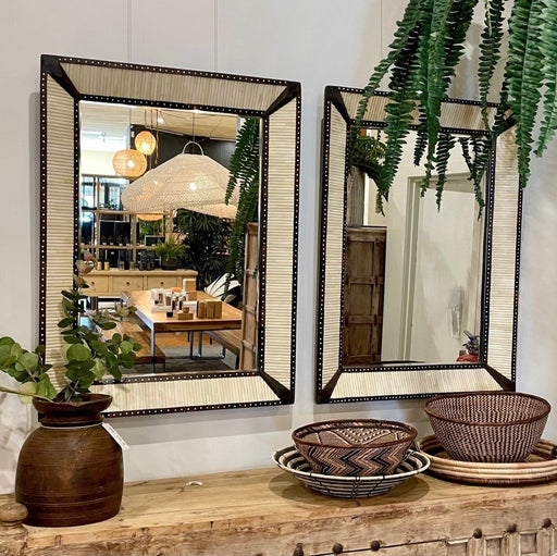 Benedict Bone & Mango Wood Wall Mirror - Biku Furniture & Homewares