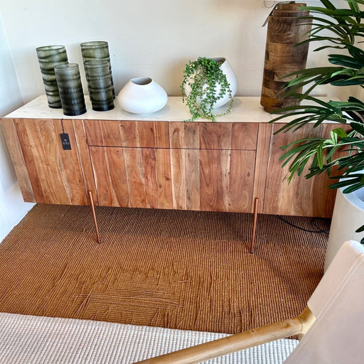 Catira Acacia Wood & Marble Console - Biku Furniture & Homewares