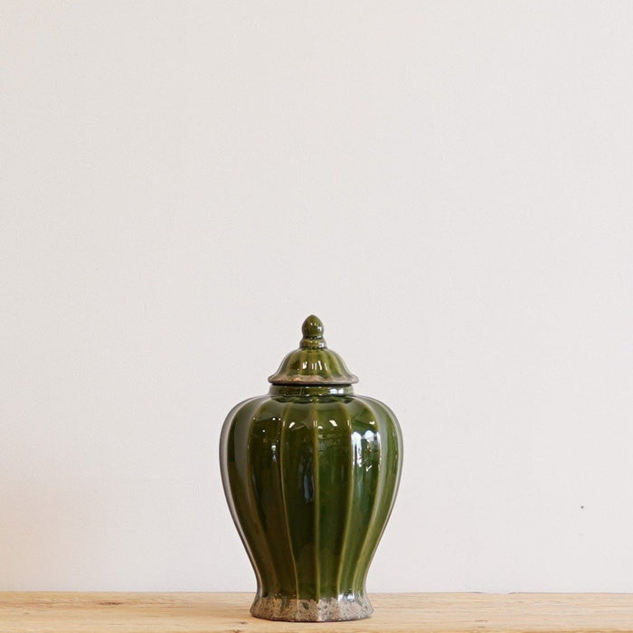 Celine Ceramic Fluted Jar - Biku Furniture & Homewares