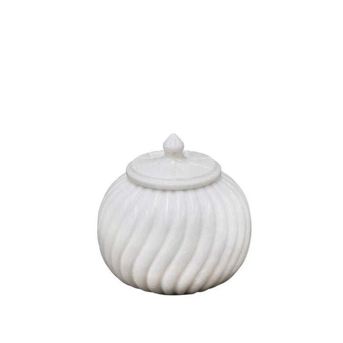 Fleurette Marble Carved Jar - Biku Furniture & Homewares